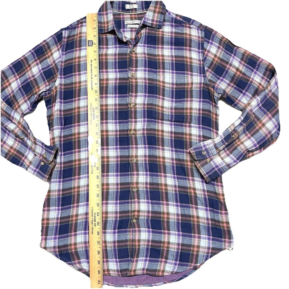 Peter Millar Flannel Shirt Mountainside Collection Purple Plaid Mens Medium - Picture 5 of 9